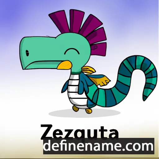 cartoon of the name Quetzalcoatl