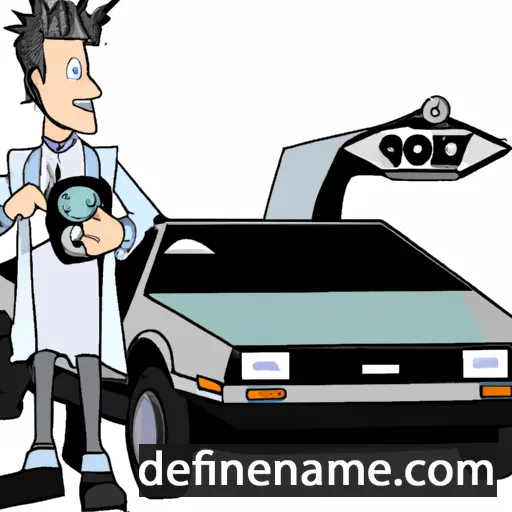 cartoon of the name Delorean